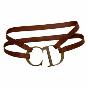 Dior Brown Leather Belt with Gold Buckle